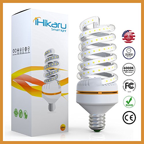 iHikaru LED Light Bulb New Spiral Corn 90% Energy Saving Equivalent 130W 150W 180W 200W 250Watt Daylight White No Flicker Eye&Eco Friendly Easy To Install E27 Base For Outdoor Indoor Garage Basement