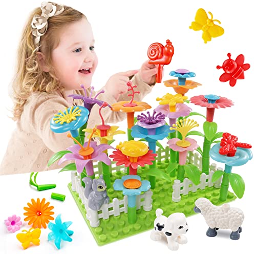 PREBOX Flower Building Toys Set for Toddler Girls