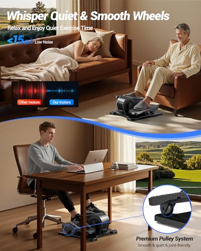 Under Desk Elliptical Machine, Electric Seated Pedal Exerciser, Quiet Leg Exerciser While Sitting for Seniors, Mini Portable Leg Exercise Machine with Remote, Adjustable 12-Speeds, Manual & Auto Mode