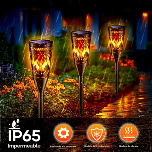 FIFlying Solar Torches Outdoor Garden, 10 Pieces, Solar Light Outdoor Garden with Realistic Flame Effect, Waterproof IP65, for Garden, Terrace, Lawn, Balcony, Path, Flowerbed