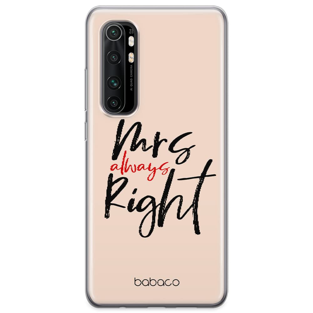 Babaco ERT GROUP mobile phone case for Xiaomi MI NOTE 10 Lite original and officially Licensed pattern Mrs Right 001 optimally adapted to the shape of the mobile phone, case made of TPU
