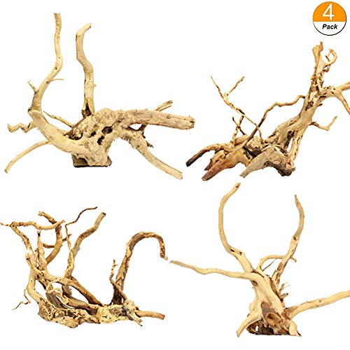Tfwadmx Aquarium Driftwood Natural Wood Trunk Branch Reptile Driftwood Tree Aquarium Fish Tank Plant Stump Ornament Decor 4 PCS