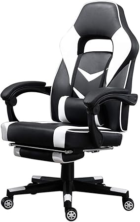 Amazon Bo Rion ボーリオン ゲーミングチェア 白 オットマン付き パソコンチェア リクライニング Puレザー アームレスト オフィス チェア キャスター付き Pcチェア ゲーミング おしゃれ ゲーム用 勉強 ハイバック椅子 肘掛け付き 腰痛対策 オフィス 在宅勤務