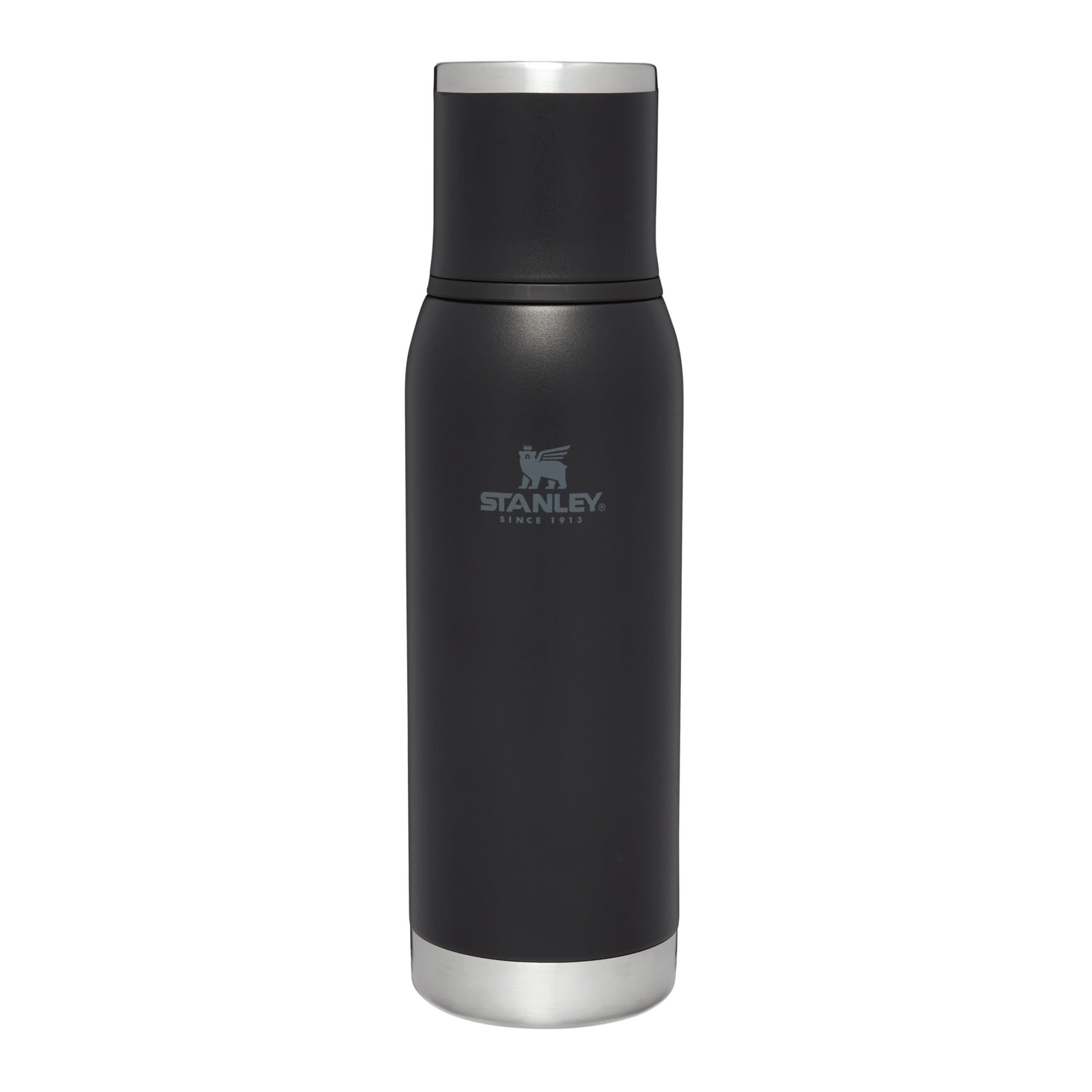 Stanley 1913 Adventure to-Go Thermal Flask 1.0L - 25 Hours Hot - 27 Hours Cold - Leakproof - Insulated Lid - BPA-Free Insulated Bottle - Dishwasher Safe - Coffee Flask - Black