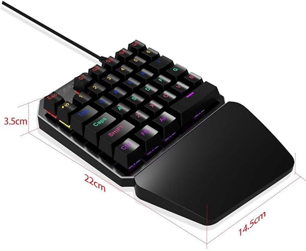SeSDY Teclado para Juegos Teclado de una Mano Teclado mecnico de Eje Verde Teclado USB con Cable de 35 Teclas con conexin de Cable y sin conflictos Adecuado para Todo Tipo de Juegos
