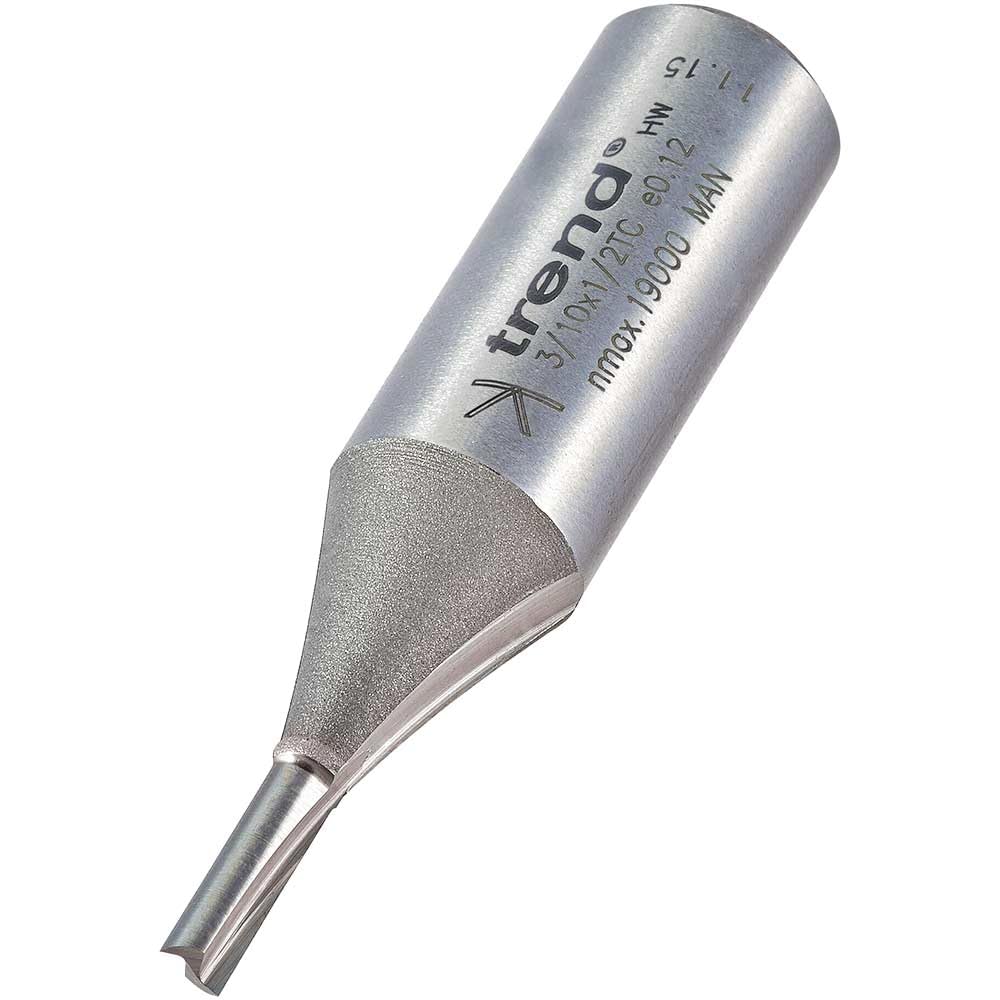 Trend Professional Straight Two Flute Router Cutter Bit, 1/2 Inch Shank, 3.2mm Cut Diameter, Tungsten Carbide Tipped, 3/10X1/2TC