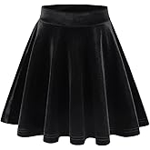 Noomelfish Girls Velvet Stretch Mini Flared Pleated Skater Skirt (4-12 Years)
