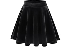 Noomelfish Girls Velvet Stretch Mini Flared Pleated Skater Skirt (4-12 Years)
