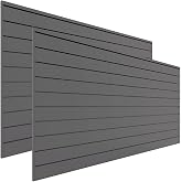 Proslat Garage Storage PVC Slatwall Panels - 2 Packs of 8 ft. x 4 ft. Sections (20 Single slats which Make up 64 sq.ft Once Installed) (Charcoal) (Dark Gray)