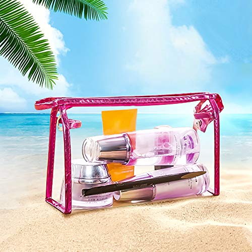 Meetory 5 Pcs Clear Waterproof Cosmetic Bag with Zipper, PVC Transparent Plastic Makeup Organizing Bags Travel Toiletry Pouch for Bathroom, Vacation and Organizing 2 Meetory 5 Pcs Clear Waterproof Cosmetic Bag with Zipper, PVC Transparent Plastic Makeup Organizing Bags Travel Toiletry Pouch for Bathroom, Vacation and Organizing