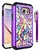 Galaxy S7 Active Case, S7 ACTIVE Case, Style4U Studded Rhinestone Crystal Bling Hybrid Armor Case Cover for Samsung Galaxy S7 Active [Not For Galaxy S7] with 1 Style4U Stylus [Flower Purple / Black]