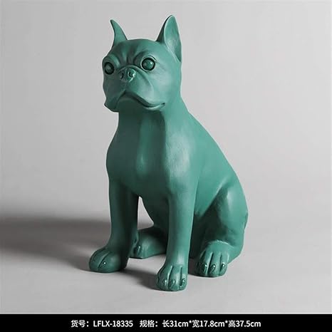 Amazon Zxpzz フレンチブルドッグ歓迎犬像愛好家のための装飾ペットブル犬屋外彫刻グッズ置物 Color Green 置物 オブジェ オンライン通販