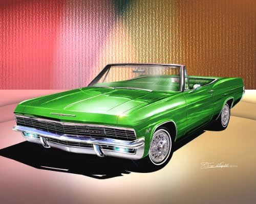 1965 CHEVORLET IMPALA SS 1965 CUSTOM CHEVROLET SS Z29 ART PRINT POSTER BY ARTIST DANNY WHITFIELD - SIZE 20 X 30