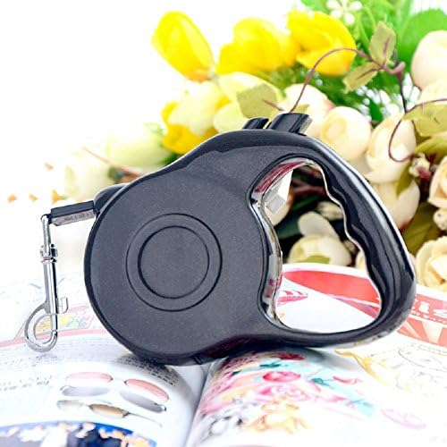 Gefry Nylon Retractable Dog Leash Easy to Grip Handle 16.5 Feet Long with Brake &amp; Lock System for Large Medium Small Dogs up to 80 lbs (Black)