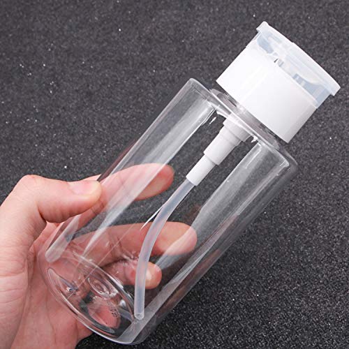 JETEHO 2Pcs 10oz Professional Push Down Empty Pump Dispenser Bottle with Flip Top Cap for Nail Polish Remover Liquid Bottle Container