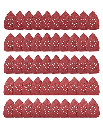 Mouse Sandpaper Mouse Sander Pads 50 PCS Mouse Detail Sander Sandpaper 60/80/120/150/220 Grits Palm Sander Sandpaper 12 Hole Mouse Sander Sandpaper SATC