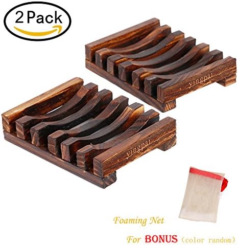Soap Dish, Soap Holder,2 Pcs YingPai Sink Deck Bathtub Shower Dish Home Bath Accessories Hand Craft Natural Wood Soap Case Holder