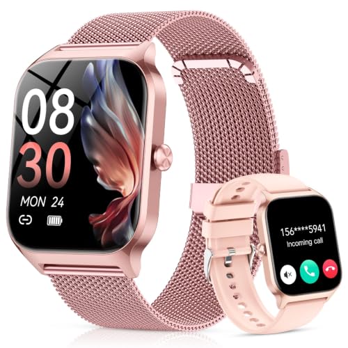 CASCHO Women's Smartwatch, 1.85 Inch Smartwatch with Call/Answer, 120+ Sports Smart Watch with Pedometer/Sleep, Fitness Tracker for iOS Android – Elegant Rose Gold 7