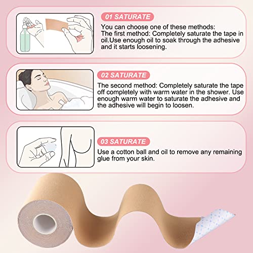Boob Tape, Replace Your Bra-Instant Breast Lift Tape for A-G, Bob Tape for Breast Lift with 1 Breast Tape, 5 Pairs Satin Breast Petals, 1 Pair Silicone Nipple Stickers, 10 PCS Double Side Tape (2inch)
