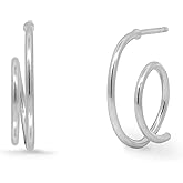 Boma Jewelry Sterling Silver Spiral Loop Post Hoop Earrings