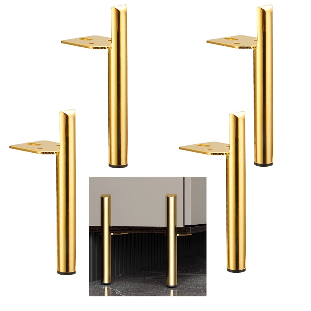 Photo 1 of ALXEH 10 Inch Furniture Legs Gold Coffee Table Feet, Mid-Century Metal Furniture Leg for Sofa Cabinet Ottoman, Set of 4 Side Mounted Style Home DIY Replacement Feet