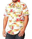 Ingear Casual Shirt Flower Button Down Hawaiian Short Sleeve Cruise Shirt (XLarge, White)
