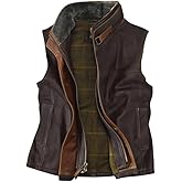 Men’s Real Leather Vest – Western Cowboy Vintage Sleeveless Outdoor Jacket with Wool Lining & Zip Closure