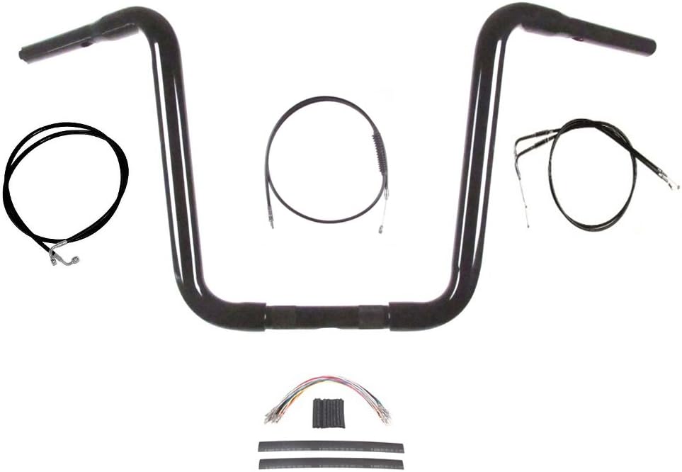 Hill Country Customs 1 1/4" Gloss Black Narrow 14" Ape Hanger Handlebar Kit 1990-1995 Harley-Davidson Softail - BC-HC-11414GBN-ST95-BC