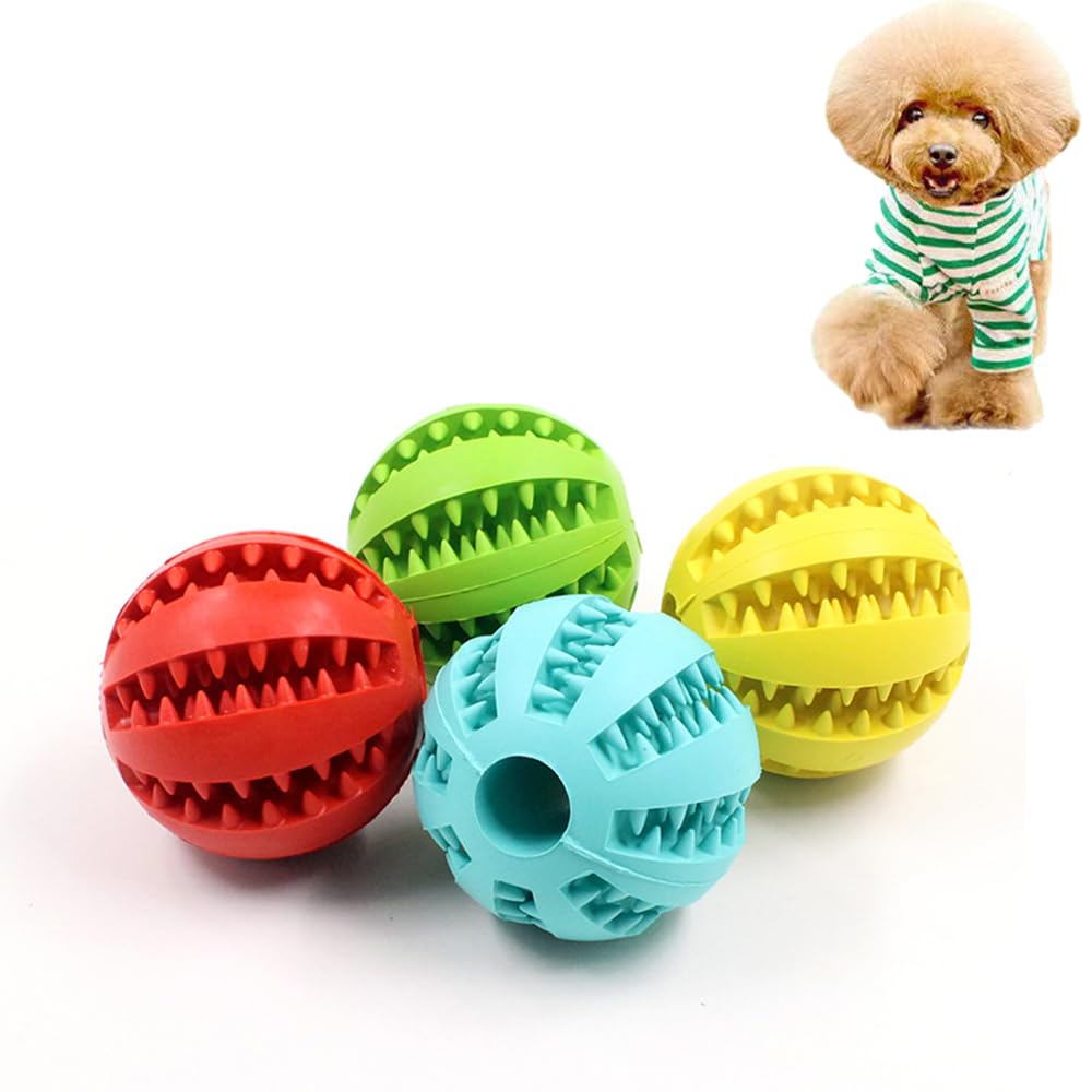 Roysmart Pack of 4 Dog Toy Ball, Robust Dog Ball, Dental Care Dog Toy, Bite Resistant, 5 cm
