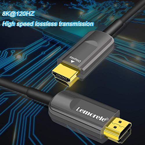 Lemorel 8K Optical HDMI Cable 60ft 8K@120Hz，Fiber Optic HDMI Cable 60Hz Ultra High Speed 24Gbps Supports 8K RGB4:4:4 3D ARC for Roku TV Box, Xbox One X, PS4,Nintendo Switch (20m/60ft) - Thumbnail 5