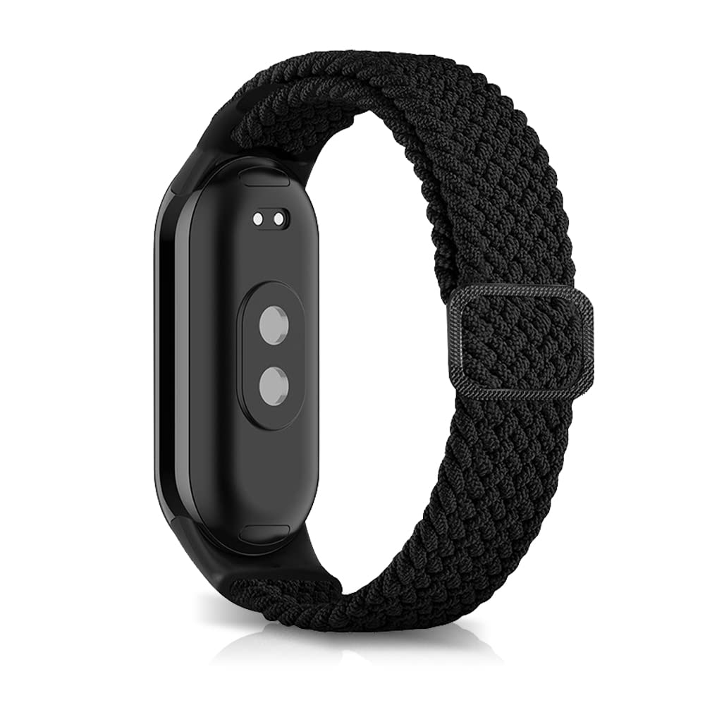 Niboow Strap Compatible with Xiaomi Smart Band 10/9 / 8, Men Women Adjustable Nylon Woven Elasticity Watch Bands Compatible with Xiaomi Mi Band 10/9 / 8 - Black