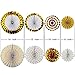 Hanging Paper Fan Party Decoration Gold Fiesta Tissue Flower Banner Paper Fan Bulk Set Garland Supply for Birthday Party, Wedding, Baby Shower, Bridal Shower(Set of 8)