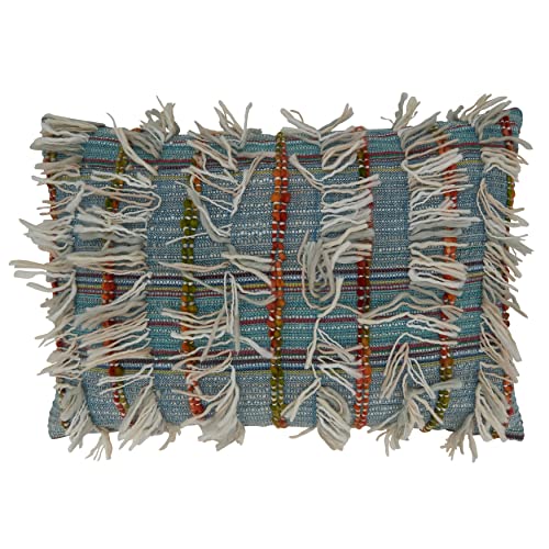 SARO LIFESTYLE Shaggy Striped Pillow Cover, Multi, 16"x24"