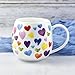 Cute Mugs Colorful Heart Shaped Ceramic Coffee Mug Cups, 13oz Fine Bone China Heart Mug Perfect Birthday Gifts Christmas Mugs for Women Mom Friends Coworker Boss