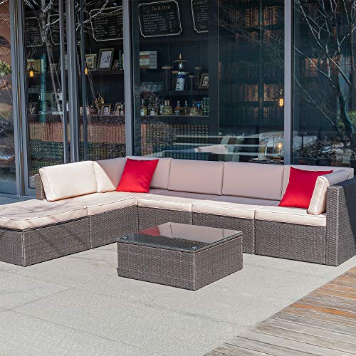 Devoko 7 Pieces Patio Furniture Sets AllWeather Outdoor Sectional Sofa