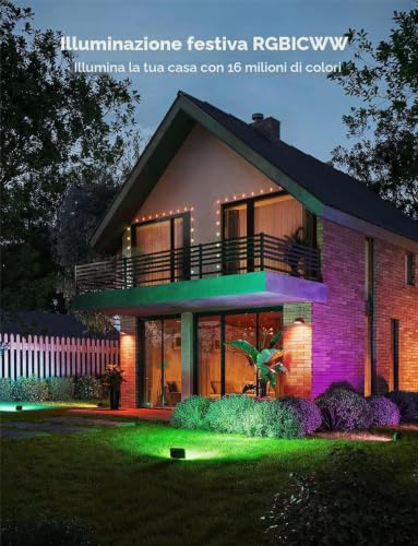 Govee 4 x Outdoor LED Spotlights, RGBIC Light with Cool and Warm White, Works with Alexa Matter Google Home, 50+ Scenes, IP66 Waterproof Outdoor LED Spotlight for Garden and Patio