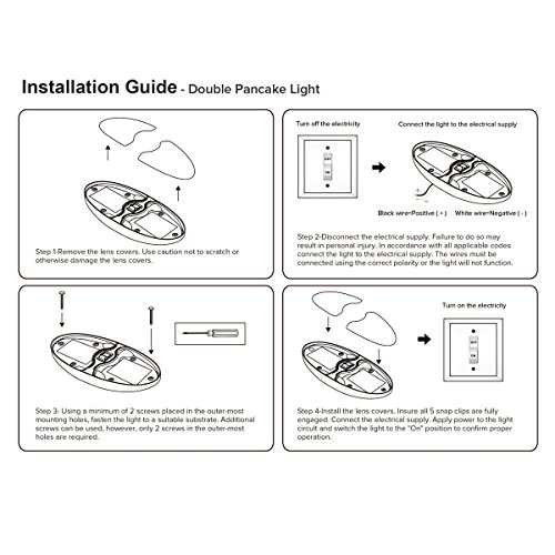 Dream Lighting 12V LED Utility Light Fixture FREE SHIPPING/BRIGHT Ceiling Double Dome Lights/Pancake Light Warm White with Switch, Replace Halogens of Vehicle/Campervan/Boat