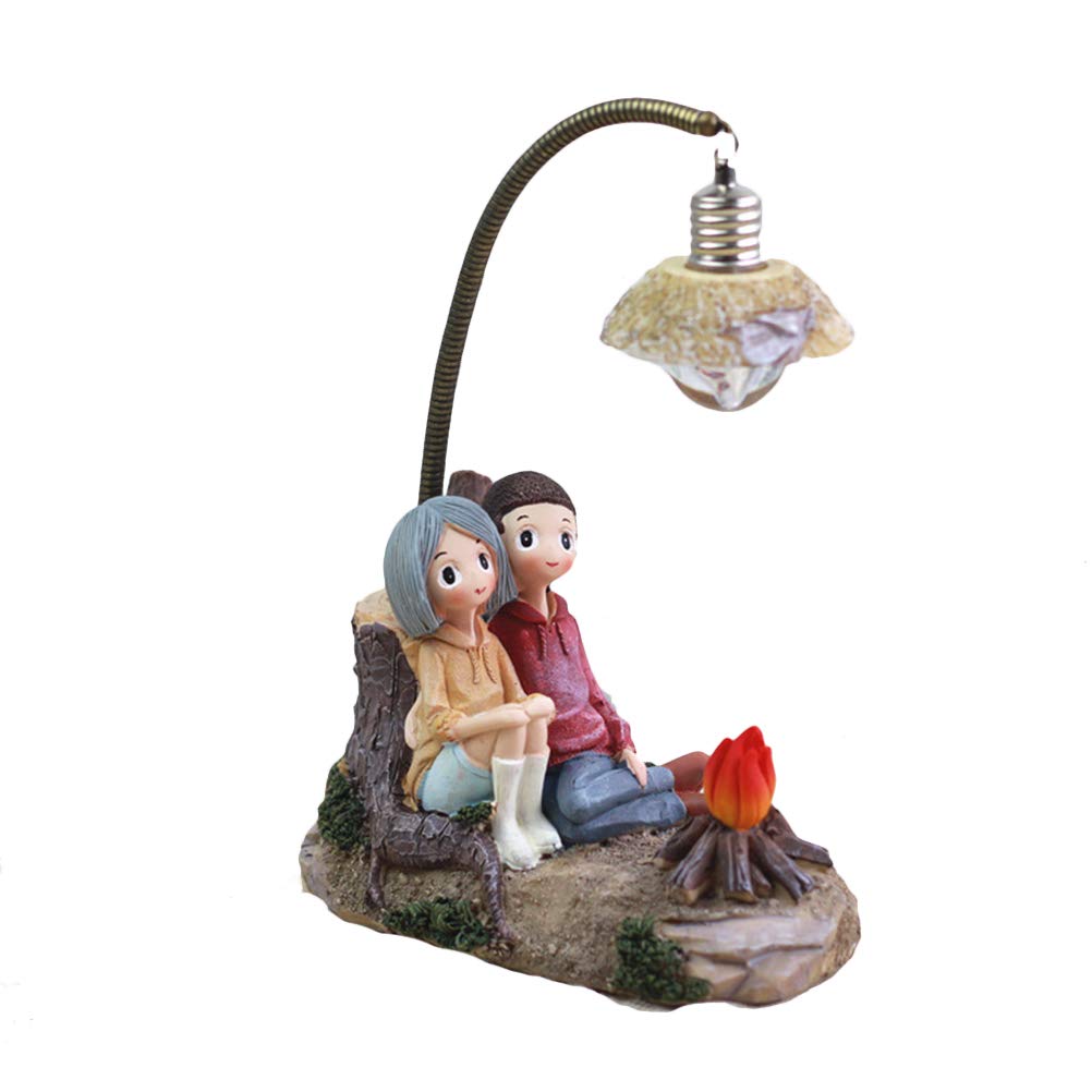 VOSAREA Mini Resin Couple Night Light Lamp Living Room Bedroom Decorations Crafts for Party Valentine's Day (B)