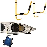 Suspenz Kayak Folding Storage Rack, Wall Hangers, Hooks, Indoor &amp; Outdoor Use, Weight Capacity 75 lbs, Yellow, (12-8601)