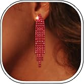 EleQueen Rhinestone Chandelier Statement Tassel Linear Drop Dangle Earrings for Women,Costume Wedding Bridal Party Jewelry
