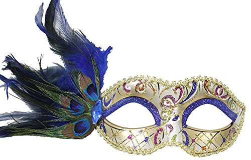 Hagora, Women's Elegant Party Masquerade With Peacock Feathers Sparkling Mask