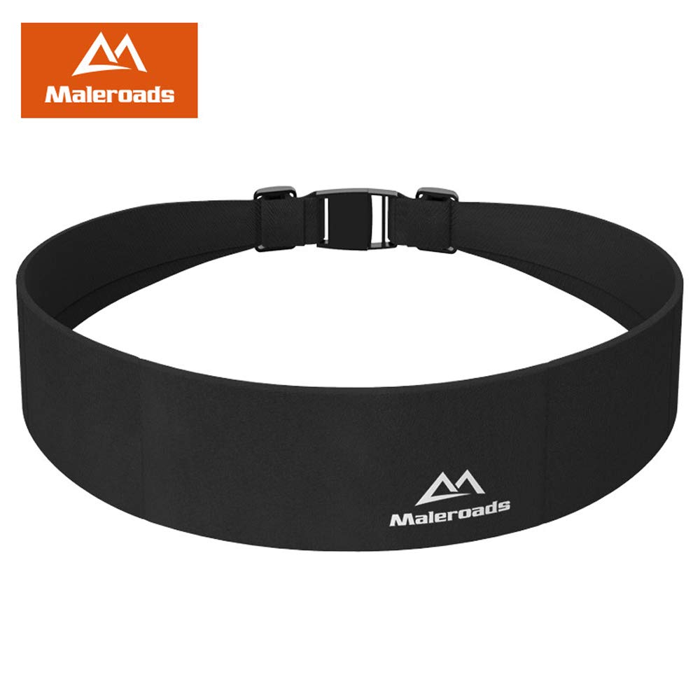 Maleroads Unisex Travel Money & Running Belt, Fanny & Waist Pack, Large Pocket Belt Phone Holds & 2 Secure Pockets for Running Travel Medical Walking Fitness Yoga,Spandex,Adjustable Fit, Comfortable