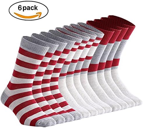 MuddyWay Mens Dress Socks - Cotton Colorful Patterned Crew Socks(6 Pack) …