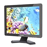 Eyoyo 15 Inch TFT LED Monitor 4:3 Ultra-Thin 1024x768 Resolution HD Video Security Surveillance Display Screen Support TV/VGA/USB/HDMI/ BNC Remote Control (15'' 1024x768 LCD)