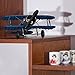 Vintage Airplane Model Metal Handicraft, Wrought Iron Aircraft Biplane, for Photo Props/Christmas/Home Decor/Ornament (Blue)