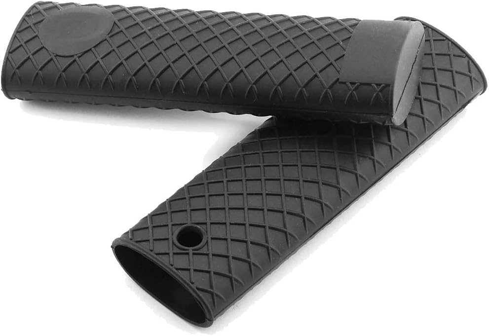 AUKUZI Silicone Hot Handle Holder, Potholders Handle Covers Sleeve Grip Hot Resistant Mitts for Cast Iron Skillets Metal Frying Pans & Griddles Aluminum Cookware Handles - 2PCS (Black)