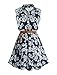 Allegra K Women's Floral Printed Half Placket Above Knee Summer Sleeveless Belted Dress Small Dark Blue-Floral