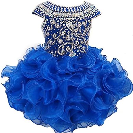 Weiai Toddler Girls' Ruffles Beaded Short Cupcake Pageant Dresses