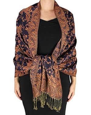 Elegant Double Layer Reversible Paisley Pashmina Shawl Wrap Scarf