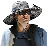 Solar Fan Hat, Wide Brim Solar Powered Fan Hat for Men Women, UPF 50+ Fishing & Beach Sun Hat with Solar Powered Fans